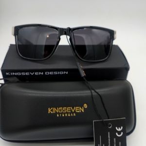 COPY - Unisex Kingseven Designer Polarized Black Sunglasses With Stripes.